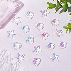 48Pcs 3 Style Translucent Electroplated Glass Cabochons&nbsp;EGLA-CA0001-11