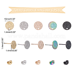 30Pcs 5 Colors 304 Stainless Steel Stud Earring Findings&nbsp;STAS-UN0023-07
