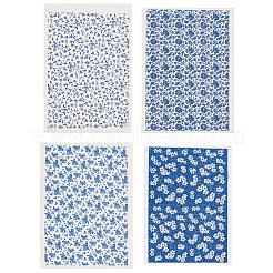 4Pcs 4 Styles Flower Pattern Paper Ceramic Decals&nbsp;DIY-GF0013-26