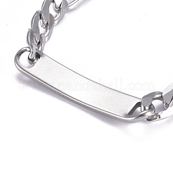Tarnish Resistant 667 Stainless Steel Figaro Chain ID Bracelets&nbsp;BJEW-G631-02P