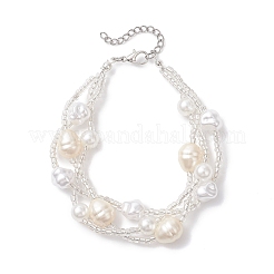 Round Plastic Imitation Pearl Multi-strand Beaded Bracelets for Women&nbsp;BJEW-JB12913