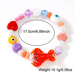 Summer Sweet Colorful Glass & Imitation Pearl Beaded Stretch Bracelets&nbsp;OM6102-1