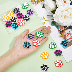 21Pcs 7 Colors Dog Paw Print Food Grade Eco-Friendly Silicone Focal Beads&nbsp;SIL-DC0001-31