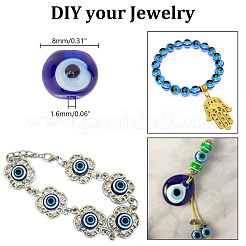 1 Strand Handmade Evil Eye Lampwork Beads Strands&nbsp;LAMP-DR0001-01A