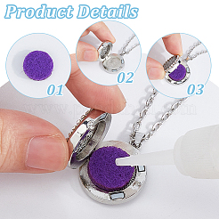 2Pcs 2 Styles Stainless Steel Flat Round with Flower Essential Oil Diffuser Locket Pendant Necklaces for Women&nbsp;NJEW-HS0001-17