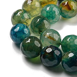 Faceted Natural Dragon Veins Agate Beads Strands&nbsp;G-F447-12mm-P04