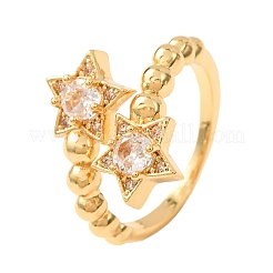 Brass Micro Pave Cubic Zirconia Cuff Open Rings for Women&nbsp;CU-CBAED05-02G