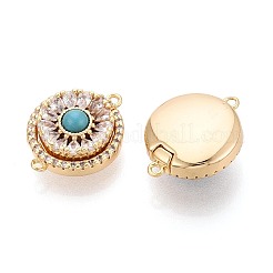 Brass Pave Clear Cubic Zirconia Magnetic Clasps&nbsp;KK-N287-09G
