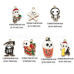 7Pcs 7 Styles Christmas Theme Alloy Enamel Pendants&nbsp;ENAM-FP0002-98