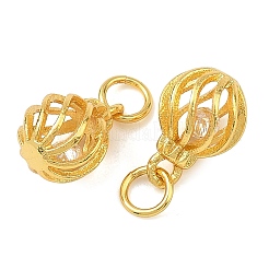 Brass Micro Pave Clear Cubic Zirconia Charms&nbsp;KK-F941-16G