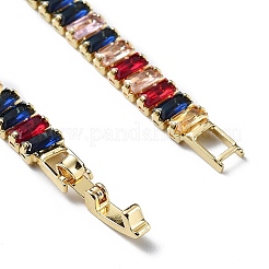 Rack Plating Brass Micro Pave Cubic Zirconia Chain Bracelets with Fold Over Clasps&nbsp;BJEW-C052-02G