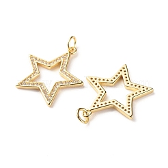 Brass Micro Pave Clear Cubic Zirconia Pendants&nbsp;ZIRC-P094-03G-RS