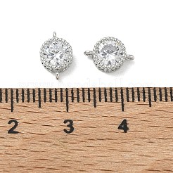 SHEGRACE Brass Pave Clear Cubic Zirconia Flat Round Connector Charms&nbsp;XGRQ3D332-501P