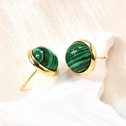 Brass Half Round Stud Earrings&nbsp;EJEW-Z124-03G