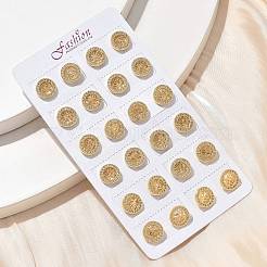 Brass Micro Pave Clear Cubic Zirconia Stud Earrings&nbsp;EJEW-D305-12G