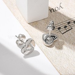 Rack Plating Brass Micro Pave Clear Cubic Zirconia Stud Earrings&nbsp;EJEW-K299-01P-V