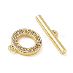 Brass Micro Pave Clear Cubic Zirconia Toggle Clasps&nbsp;CU-CBAC675-06G