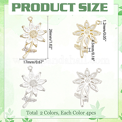 8Pcs 2 Colors Brass Micro Pave Clear Cubic Zirconia Pendants&nbsp;FIND-PH0021-01