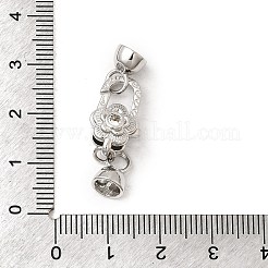 Flower Brass Micro Pave Clear Cubic Zirconia Lobster Claw Clasps&nbsp;KK-U059-49P