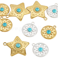 9Pcs 3 Styles Synthetic Turquoise Pendants&nbsp;STAS-TA0006-41