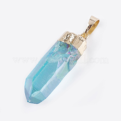 Electroplated Natural Quartz Crystal Pendants&nbsp;G-P356-13A