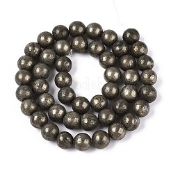 Natural Pyrite Beads Strands&nbsp;X-G-S249-01-8mm