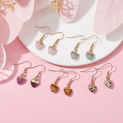 Natural Mixed Gemstone Heart Dangle Earrings&nbsp;EJEW-JE05469