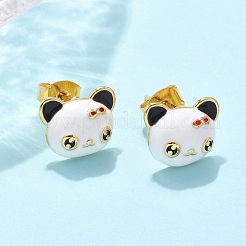 Brass Enamel Stud Earrings for Women&nbsp;LS-EJEW-U049-02A-G