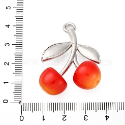 Brass Green Enamel & Plastic Cherry Pendants&nbsp;KK-I276-17P