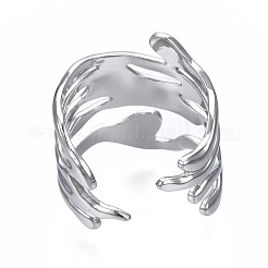 Non-Tarnish 304 Stainless Steel Wave Open Cuff Ring&nbsp;RJEW-T023-31P