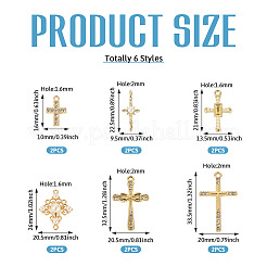 12Pcs 6 Styles Cross Alloy Rhinestone & Plastic Pearl Pendants & Link Findings Kits&nbsp;FIND-TA0007-90