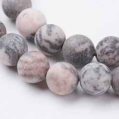 Natural Pink Zebra Jasper Beads Strands&nbsp;G-J376-46F-10mm
