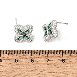 Brass Micro Pave Cubic Zirconia Stud Earrings&nbsp;KK-CBA8324-25P-03