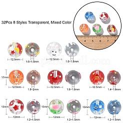 32Pcs 8 Styles Transparent Handmade Lampwork Beads&nbsp;LAMP-CJ0001-79