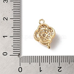 Brass Micro Pave Clear Cubic Zirconia Connector Charms&nbsp;KK-C062-101G