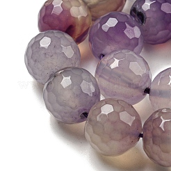 Faceted Natural Agate Beads Strands&nbsp;G-F447-12mm-K01