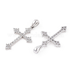 Rhodium Plated 925 Sterling Silver Micro Pave Clear Cubic Zirconia Pendants&nbsp;STER-T007-31P
