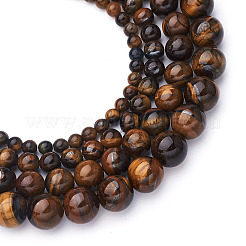 4 Strands 4 Style Natural Grade AB Tiger Eye Round Beads Strands&nbsp;G-TA0001-27