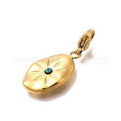 Oval 304 Stainless Steel Rhinestone Pendant Decoration&nbsp;STAS-R159-49G-05