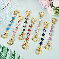 7Pcs 7 Colors Alloy Enamel Flower Link Bag Extension Chains&nbsp;HJEW-TAC0104