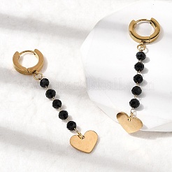 Heart 304 Stainless Steel Glass Hoop Earrings&nbsp;EJEW-G453-13G