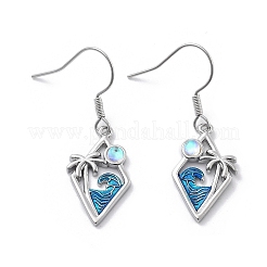 Brass Glass Dangle Earrings&nbsp;EJEW-B134-02