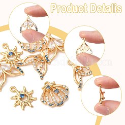 8Pcs 4 Styles Brass Micro Pave Cubic Zirconia Pendants&nbsp;KK-FS0001-96