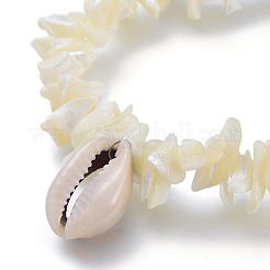 White Shell Chip Beads Charm Stretch Bracelets&nbsp;BJEW-JB03979