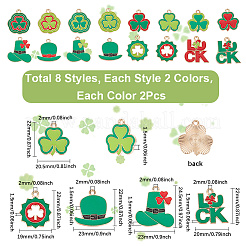 32Pcs 16 Styles Saint Patrick's Day Alloy Enamel Pendants&nbsp;ENAM-SC0006-10