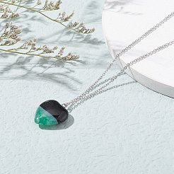 Dyed Natural Agate Heart Pendant Necklace&nbsp;NJEW-JN03571