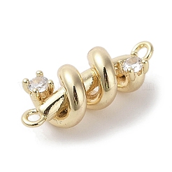 Brass Pave Clear Cubic Zirconia Connector Charms&nbsp;KK-G491-45G