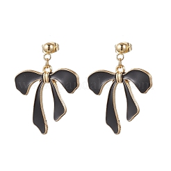 Bowknot Alloy Enamel Dangle Stud Earrings&nbsp;EJEW-JE06448-01