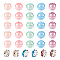 Glass Pearl & Glass Rhinestone Spacer Beads Making Findings Kits&nbsp;DIY-TA0010-41