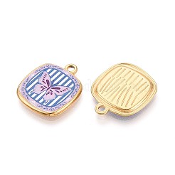 Printed Style 304 Stainless Steel Square Pendants&nbsp;STAS-T071-25C-G